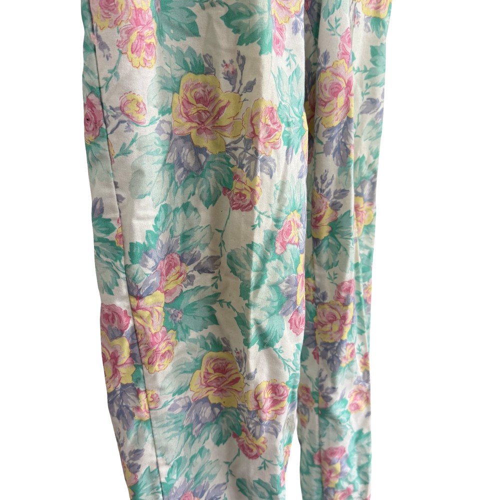 Chic Vintage Floral High Wiast 80s Pastel Pants USA Made Womens sz 24 x 27 - Picture 3 of 16